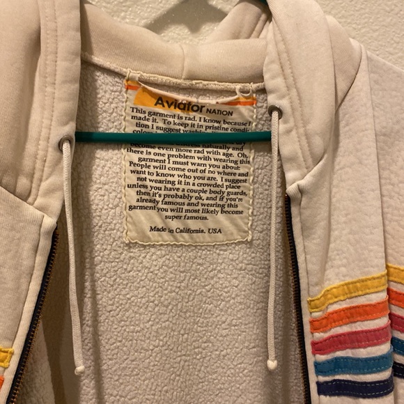 Aviator nation 5 stripe zip up hoodie size large - Picture 6 of 7